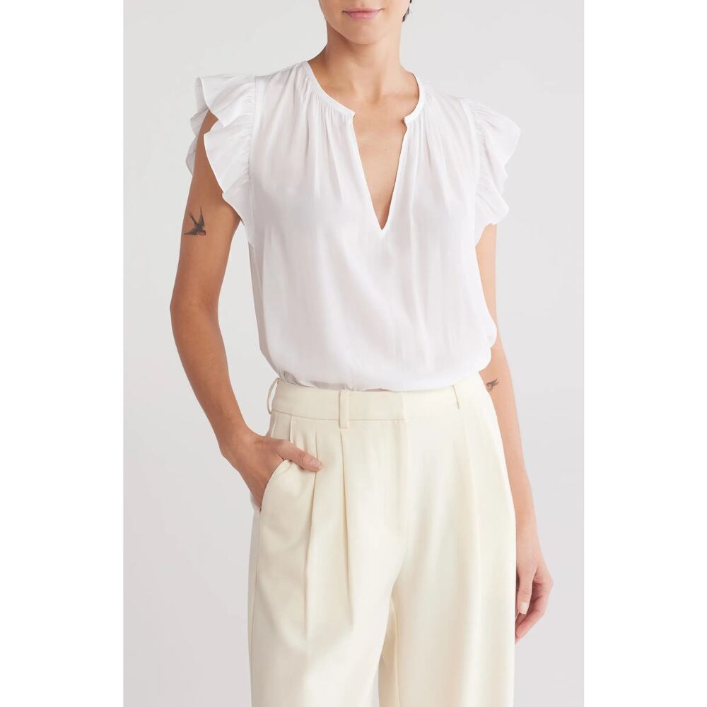 RAMY BROOK Destinee Cap Sleeve White Top